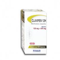 12 hr Clavipen 125mg 875mg 10 Tabs, Clavulanic acid, Amoxicillin